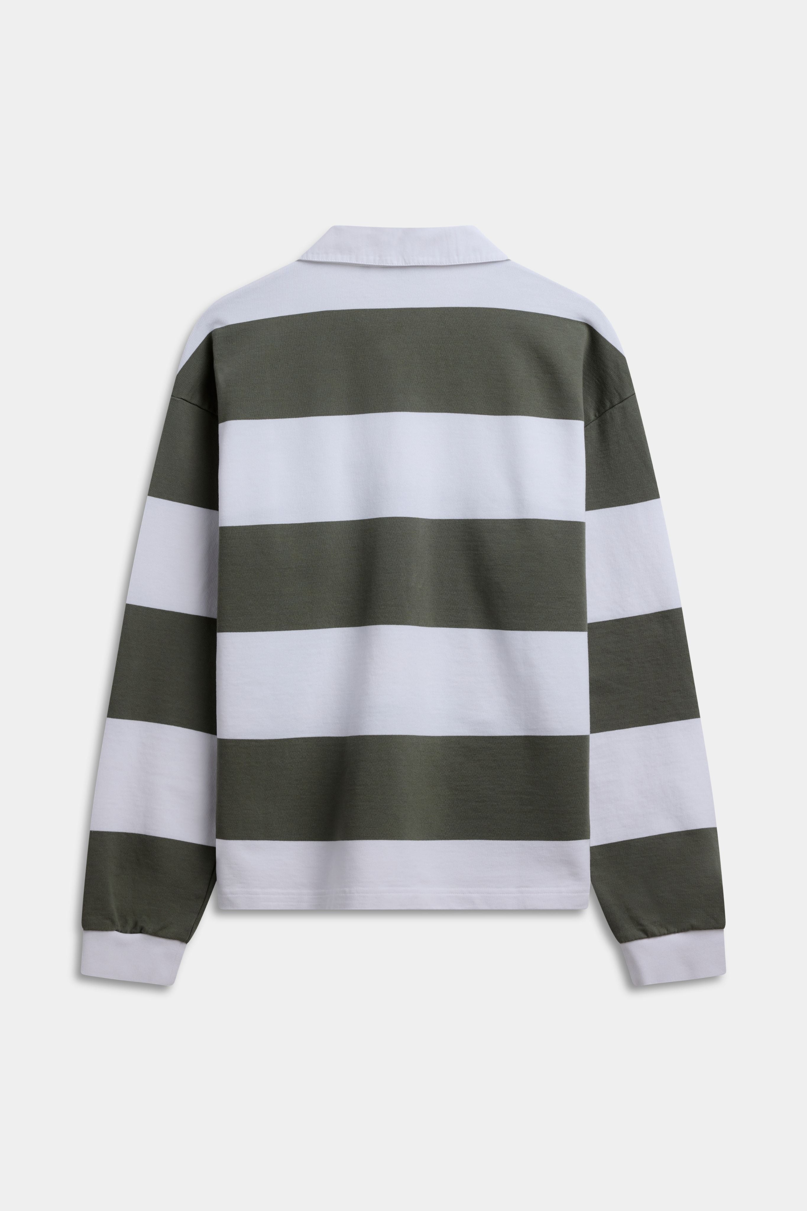M. Cotton Rugby Shirt - Stripes White/Dark Olive